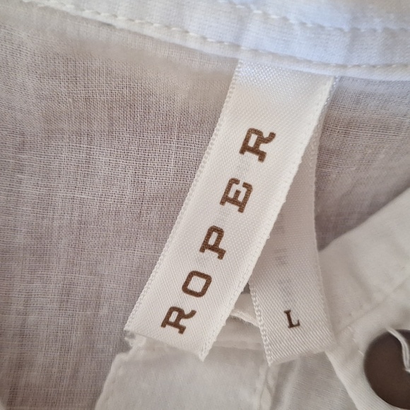 Ladies sleeveless Roper brand sheer cotton shirt size L - Picture 7 of 7